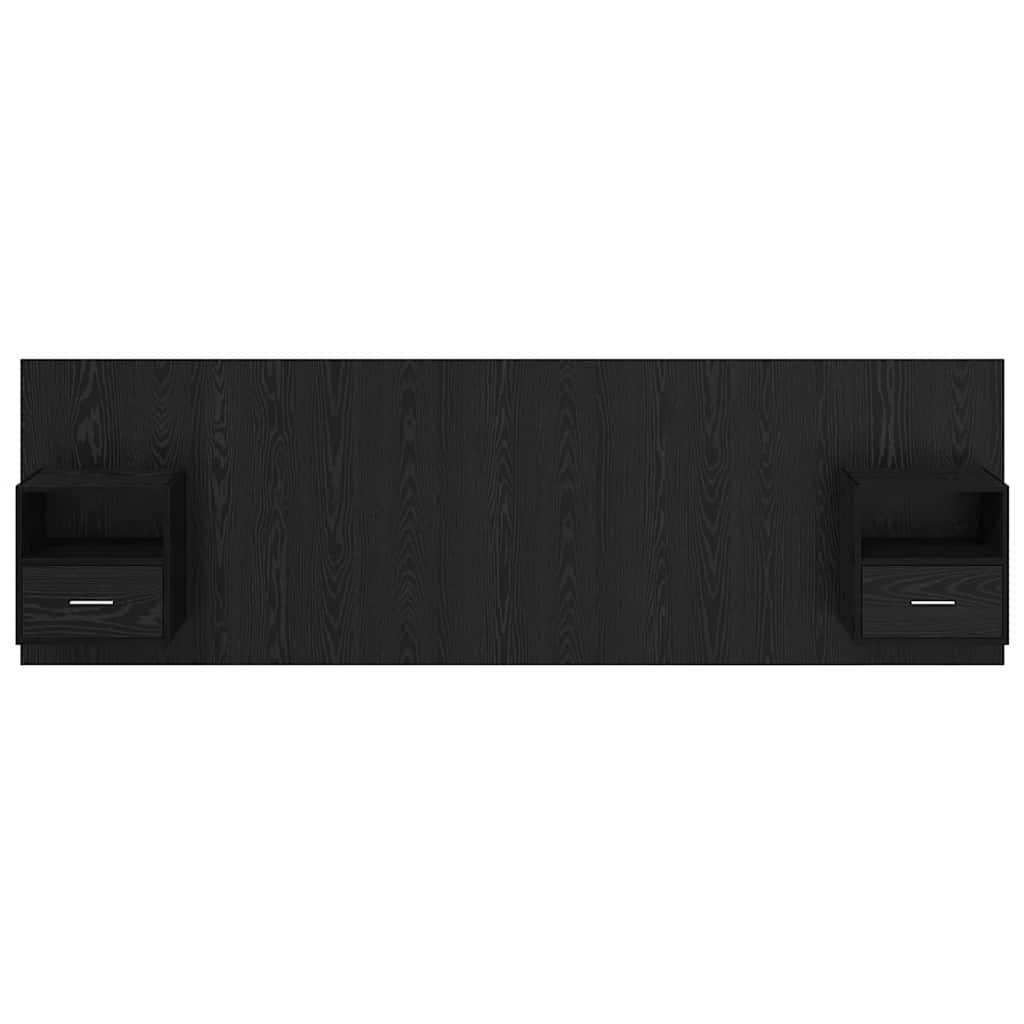 vidaXL Κεφαλάρι κρεβατιού με κομοδίνα με συρτάρι 3 pcs Μαύρη Οξυά