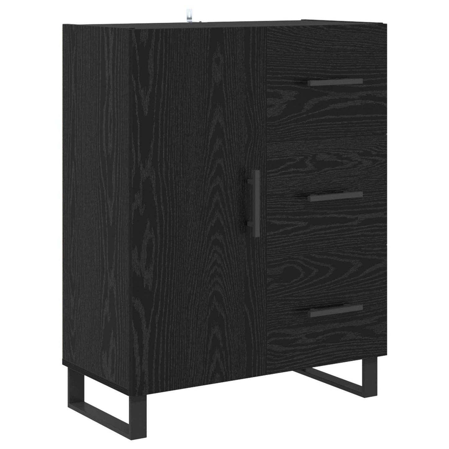 vidaXL Highboard με συρτάρι 2 pcs Μαύρη Οξυά Σύνθετο Ξύλο και Γυαλί