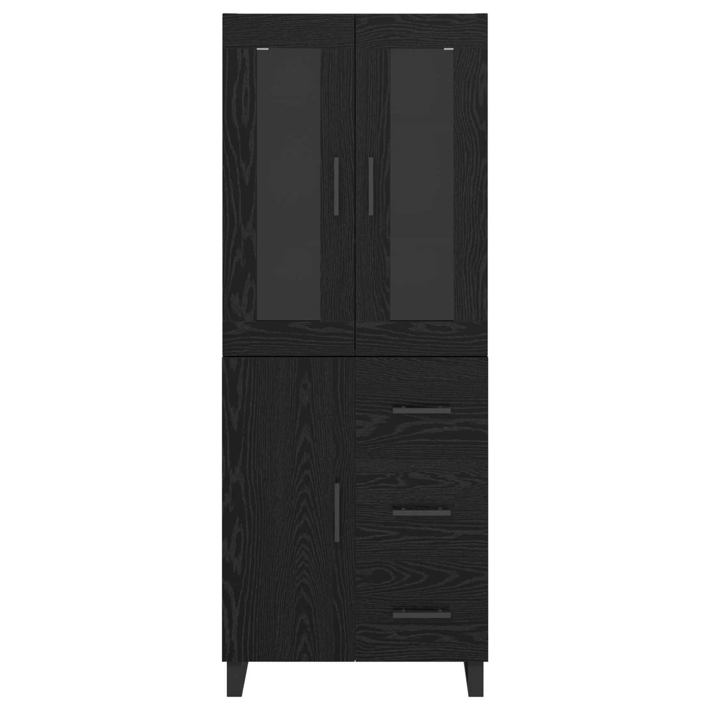 vidaXL Highboard με συρτάρι 2 pcs Μαύρη Οξυά Σύνθετο Ξύλο και Γυαλί