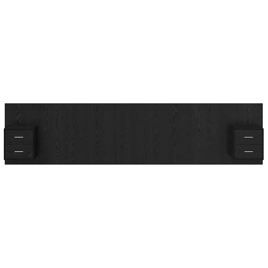 vidaXL Κεφαλή κρεβατιού με κομοδίνο Μαύρη Οξυά 337 x 32,5 x 80 εκ