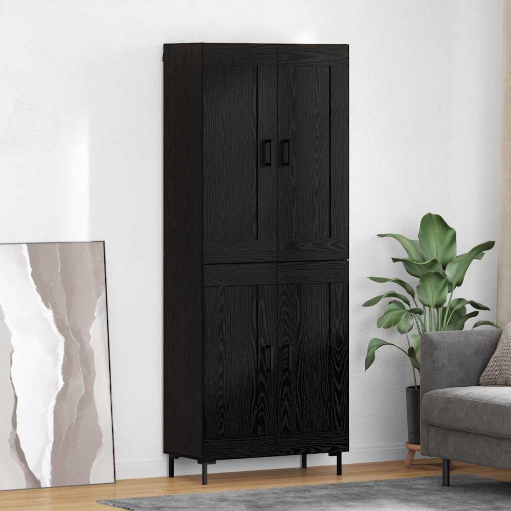 vidaXL Highboard 2 pcs Μαύρη Οξυά Επεξεργασμένο ξύλο