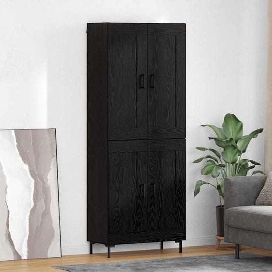 vidaXL Highboard 2 pcs Μαύρη Οξυά Επεξεργασμένο ξύλο