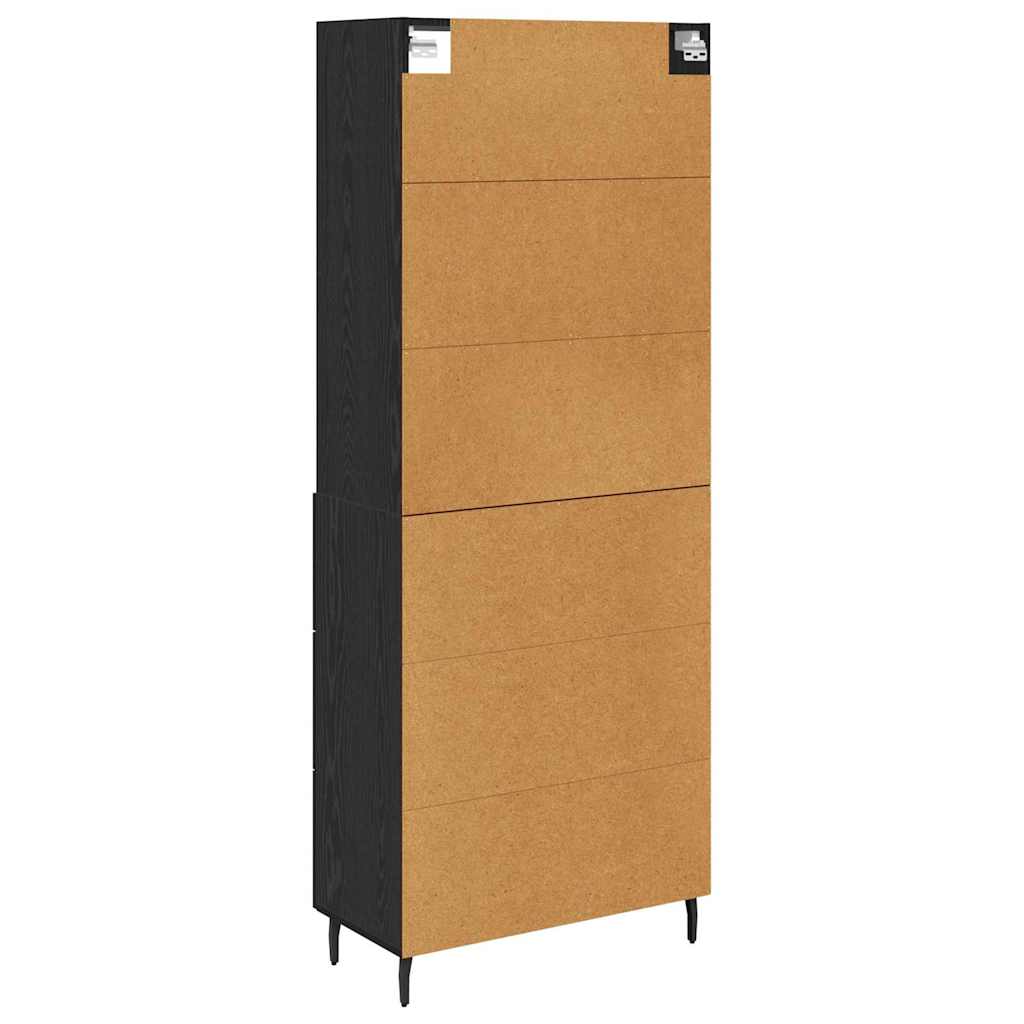 vidaXL Highboard Μαύρη Οξυά 69,5 x 34 x 180 εκ. Σύνθετο Ξύλο και Γυαλί