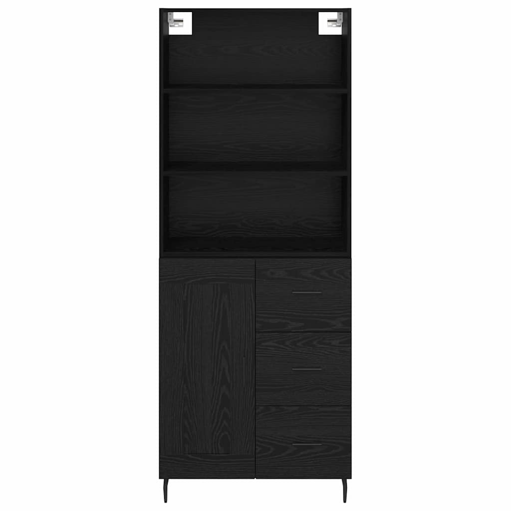 vidaXL Highboard Μαύρη Οξυά 69,5 x 34 x 180 εκ. Σύνθετο Ξύλο και Γυαλί
