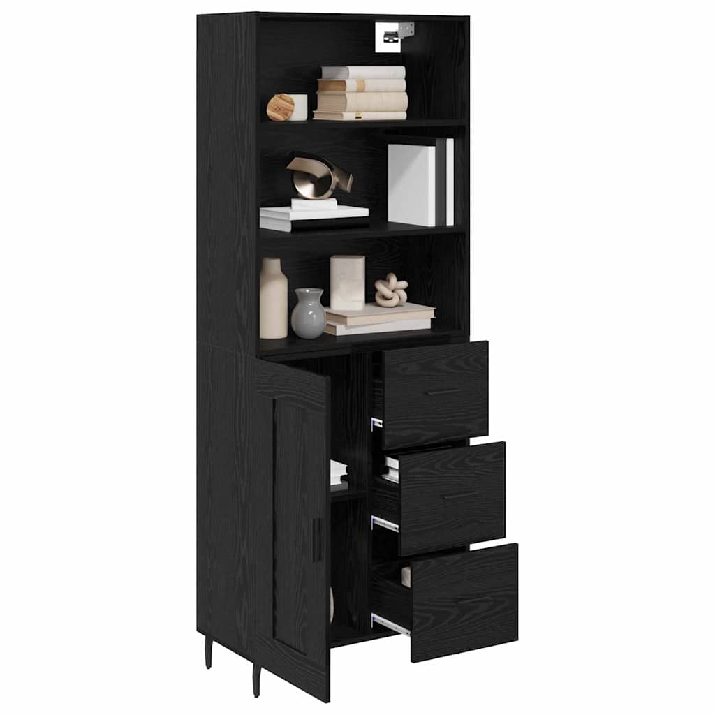 vidaXL Highboard Μαύρη Οξυά 69,5 x 34 x 180 εκ. Σύνθετο Ξύλο και Γυαλί