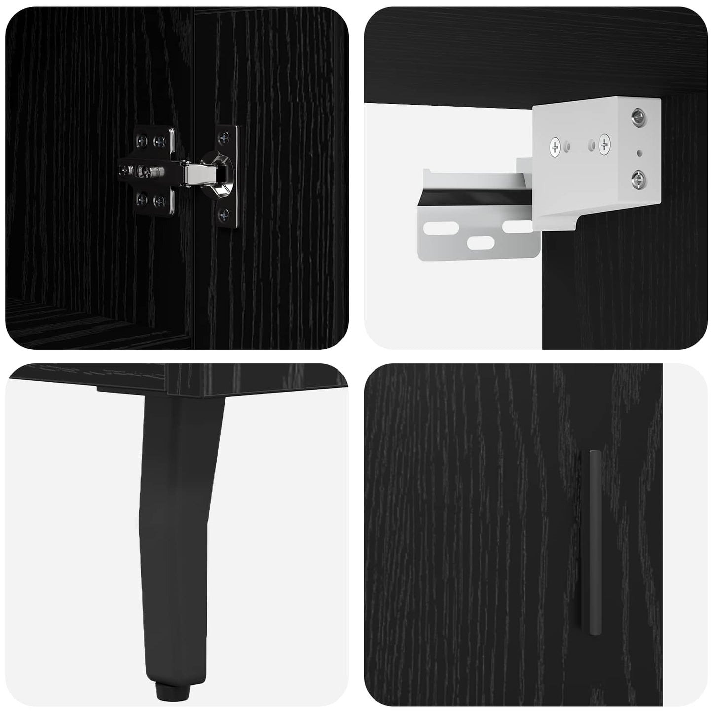 vidaXL Highboard 2 pcs Μαύρη δρυς Σύνθετο Ξύλο και Γυαλί