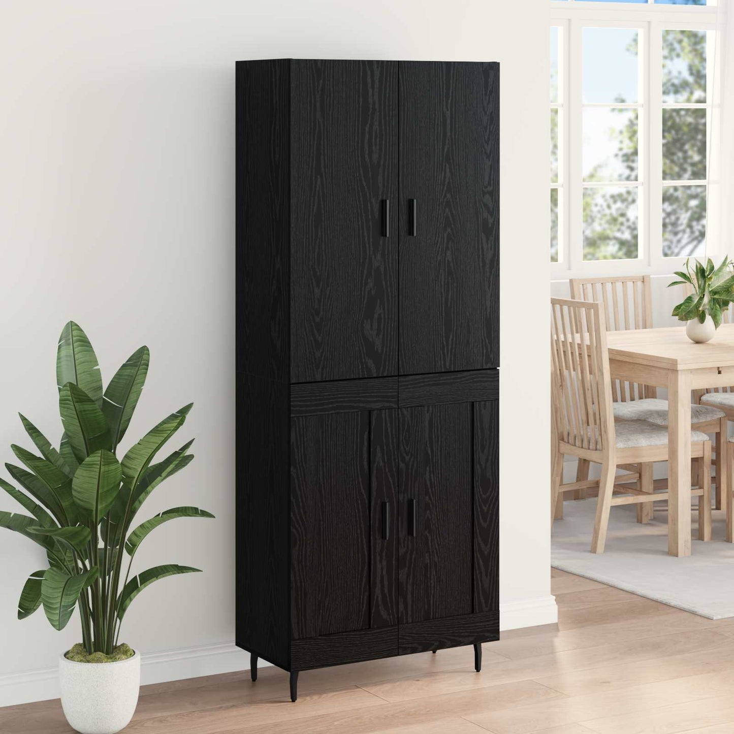 vidaXL Highboard 2 pcs Μαύρη δρυς Σύνθετο Ξύλο και Γυαλί