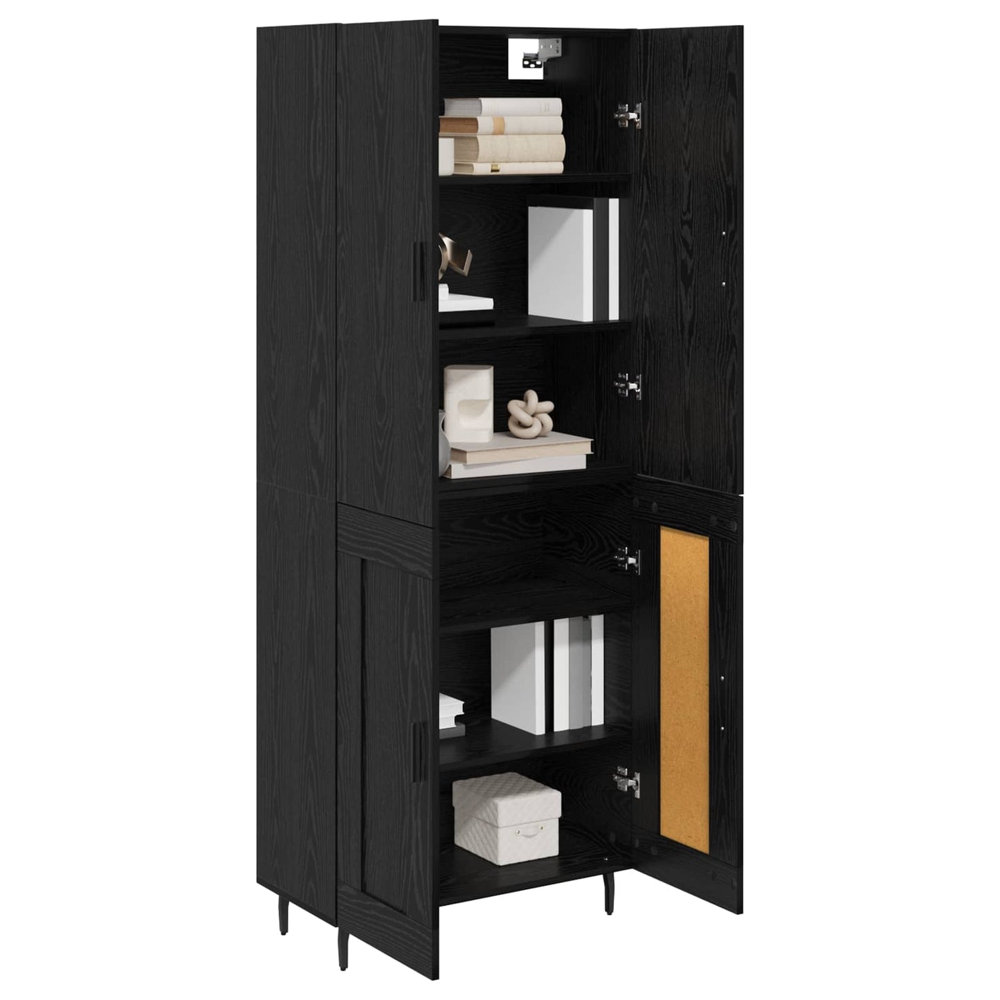 vidaXL Highboard 2 pcs Μαύρη δρυς Σύνθετο Ξύλο και Γυαλί