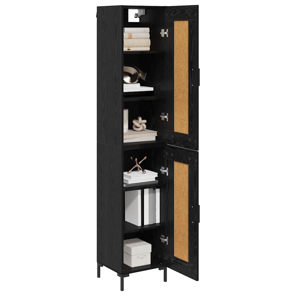 vidaXL Highboard Μαύρη Οξυά 34,5 x 34 x 180 εκ. Επεξεργασμένο ξύλο