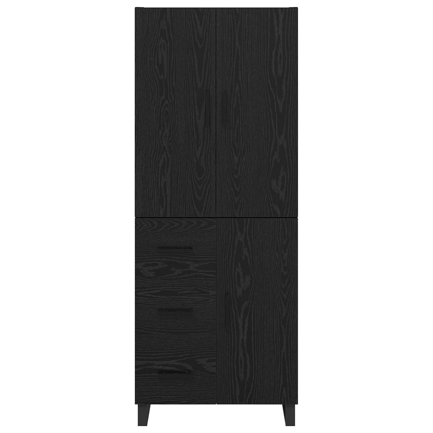 vidaXL Highboard με συρτάρι 2 pcs Μαύρη Οξυά Σύνθετο Ξύλο και Γυαλί