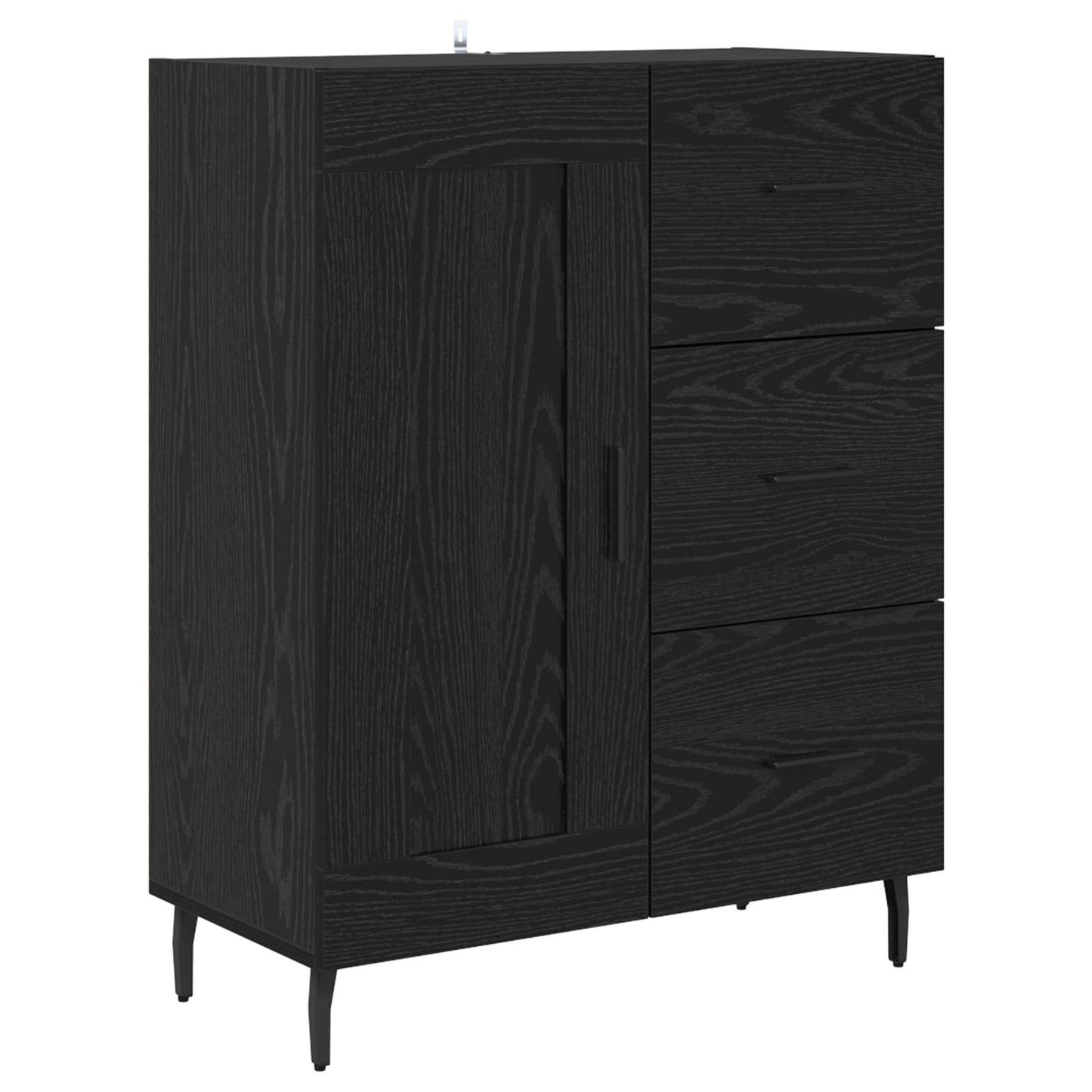 vidaXL Highboard με συρτάρι 2 pcs Μαύρη Οξυά Σύνθετο Ξύλο και Γυαλί