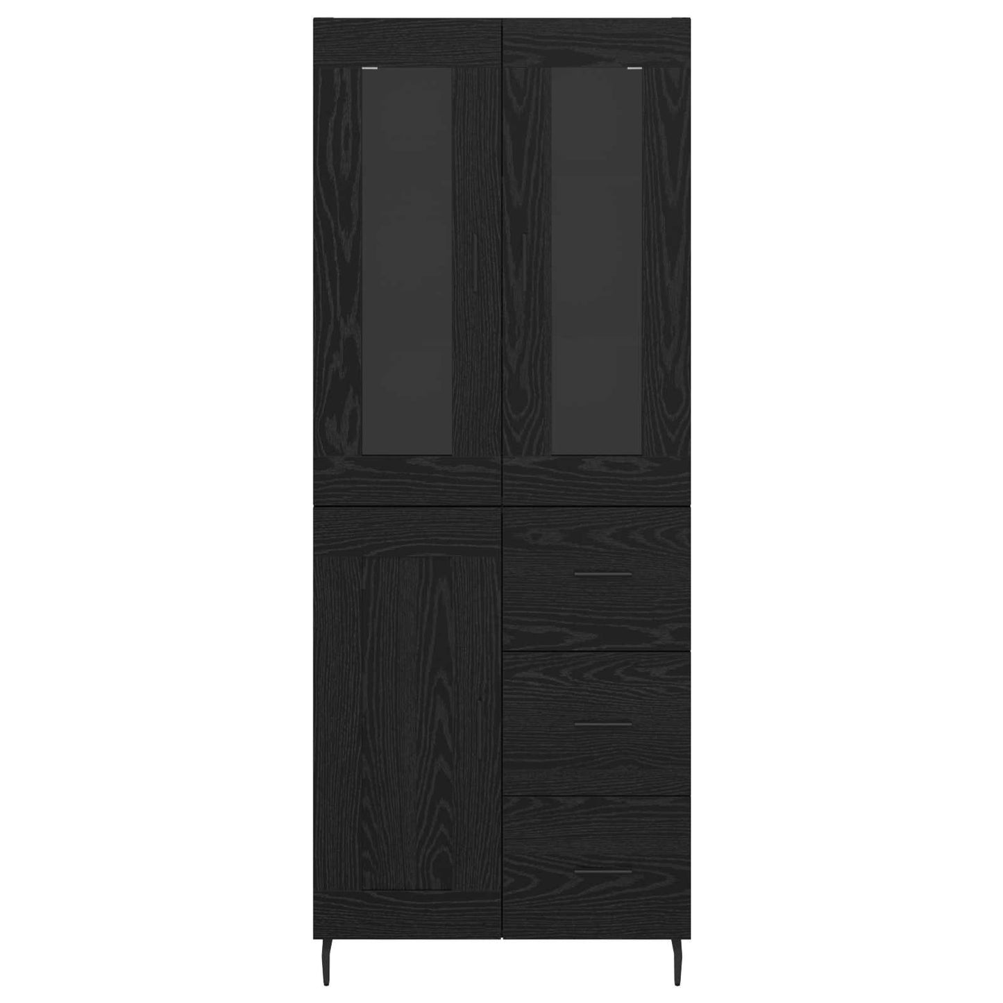 vidaXL Highboard με συρτάρι 2 pcs Μαύρη Οξυά Σύνθετο Ξύλο και Γυαλί
