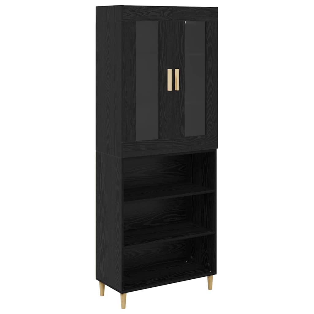 vidaXL Highboard Μαύρη Οξυά 69,5 x 34 x 180 εκ. Σύνθετο Ξύλο και Γυαλί