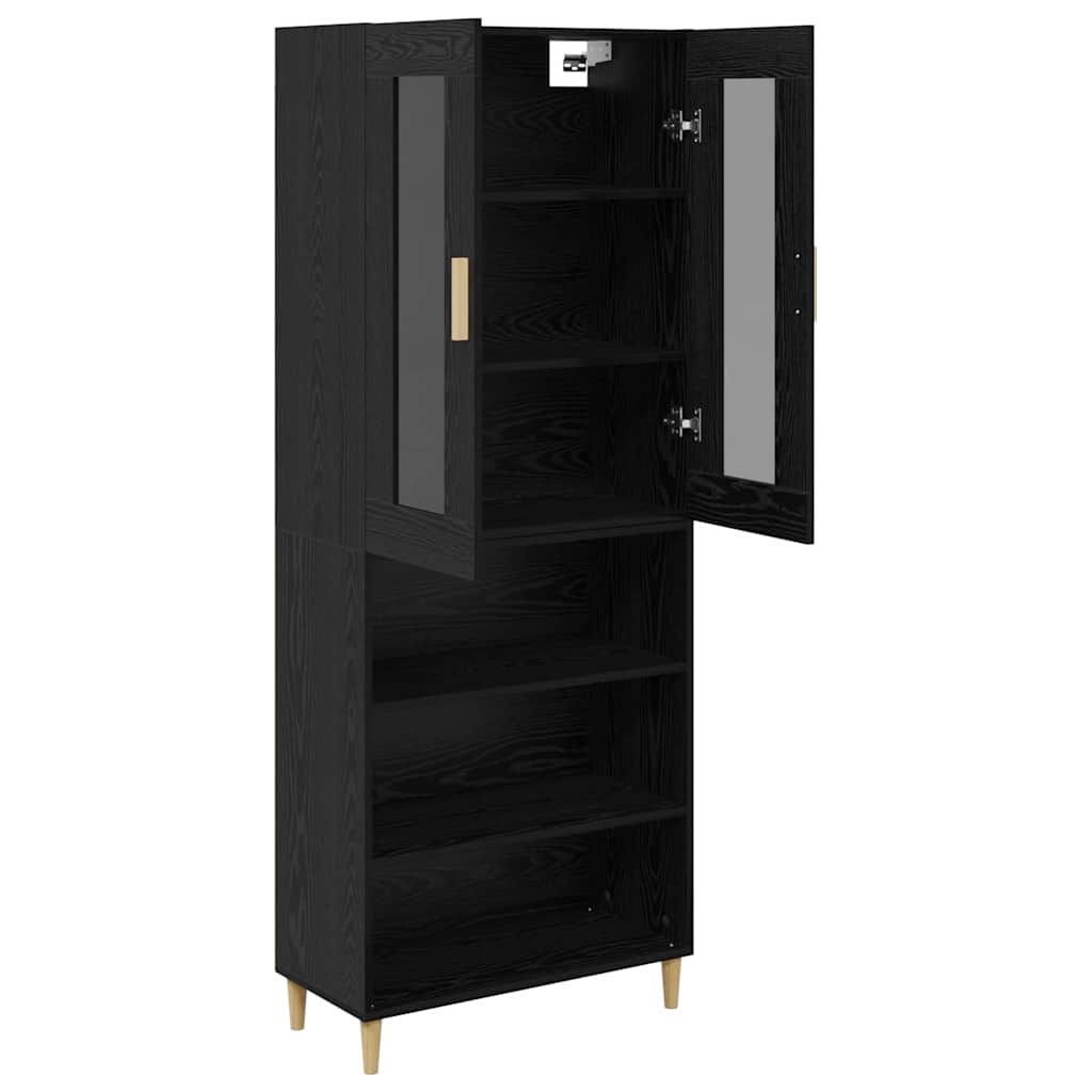 vidaXL Highboard Μαύρη Οξυά 69,5 x 34 x 180 εκ. Σύνθετο Ξύλο και Γυαλί