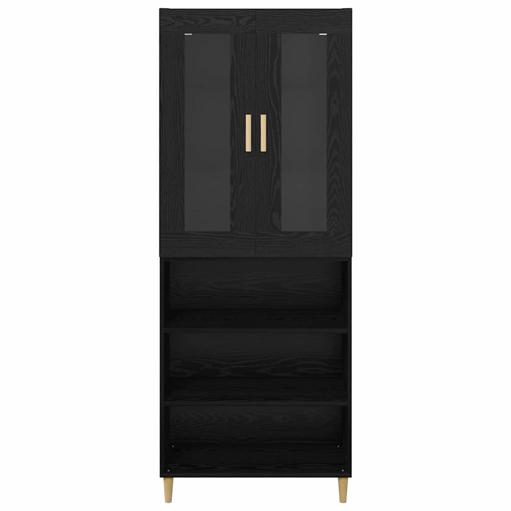 vidaXL Highboard Μαύρη Οξυά 69,5 x 34 x 180 εκ. Σύνθετο Ξύλο και Γυαλί