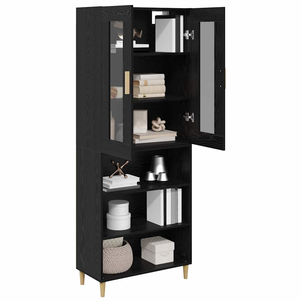 vidaXL Highboard Μαύρη Οξυά 69,5 x 34 x 180 εκ. Σύνθετο Ξύλο και Γυαλί
