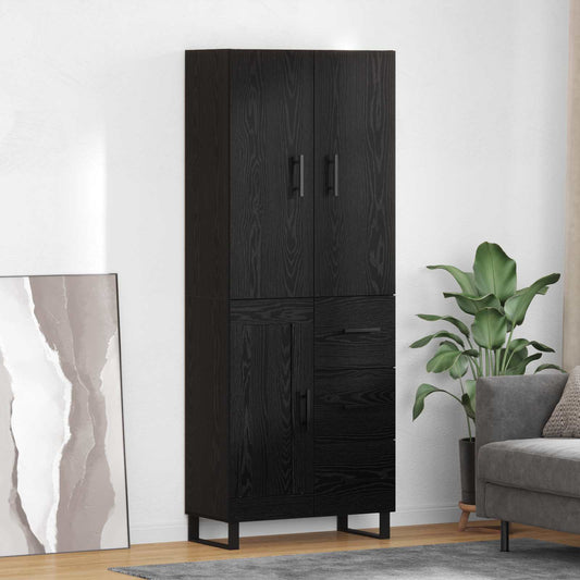 vidaXL Highboard με συρτάρι 2 pcs Μαύρη Οξυά Σύνθετο Ξύλο και Γυαλί