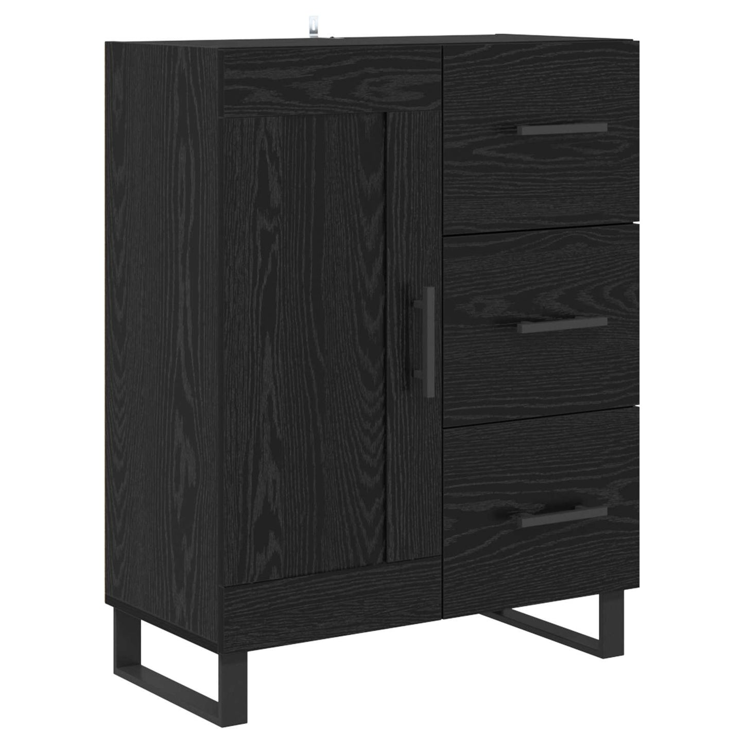 vidaXL Highboard με συρτάρι 2 pcs Μαύρη Οξυά Σύνθετο Ξύλο και Γυαλί