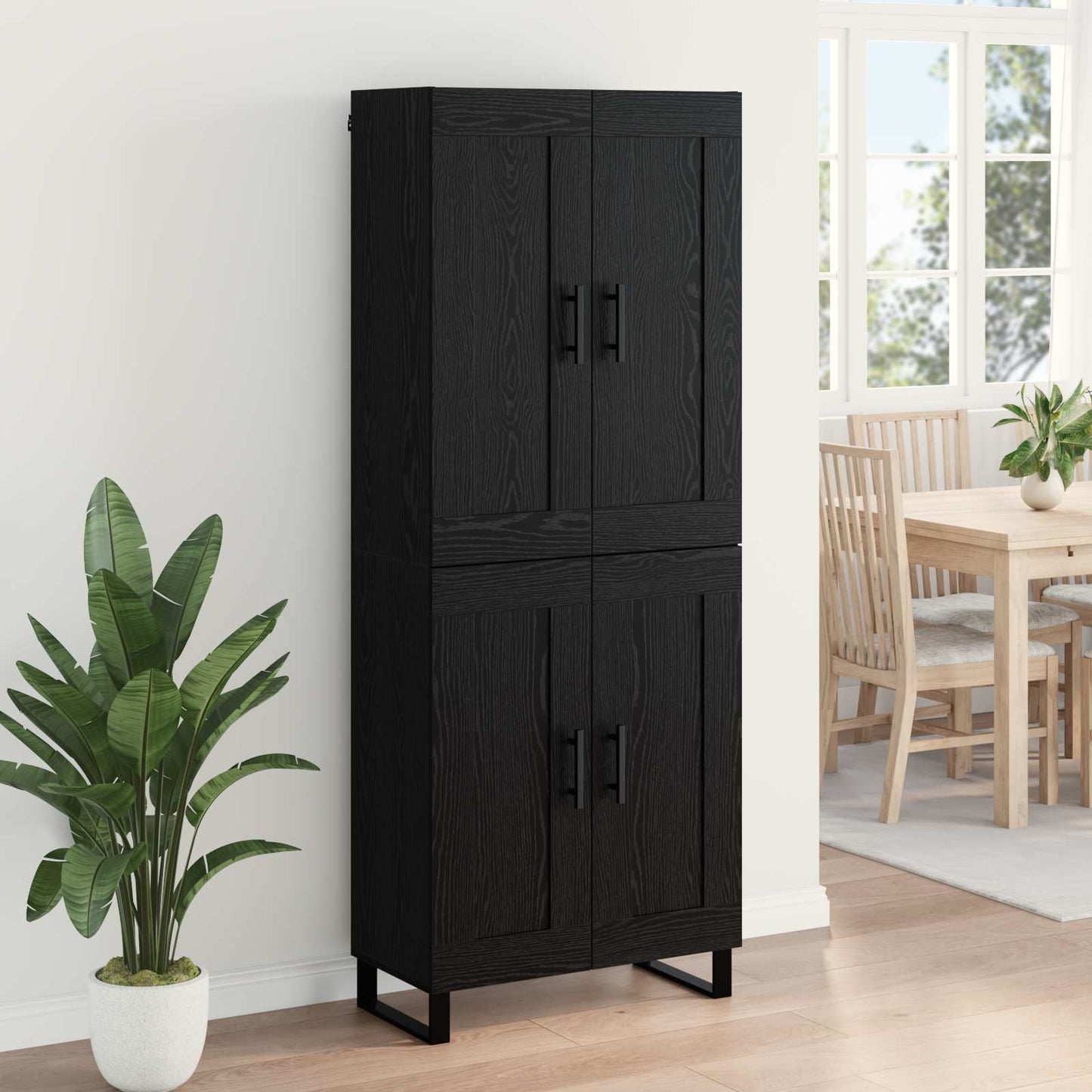 vidaXL Highboard Μαύρη Οξυά 69,5 x 34 x 180 εκ. Επεξεργασμένο ξύλο