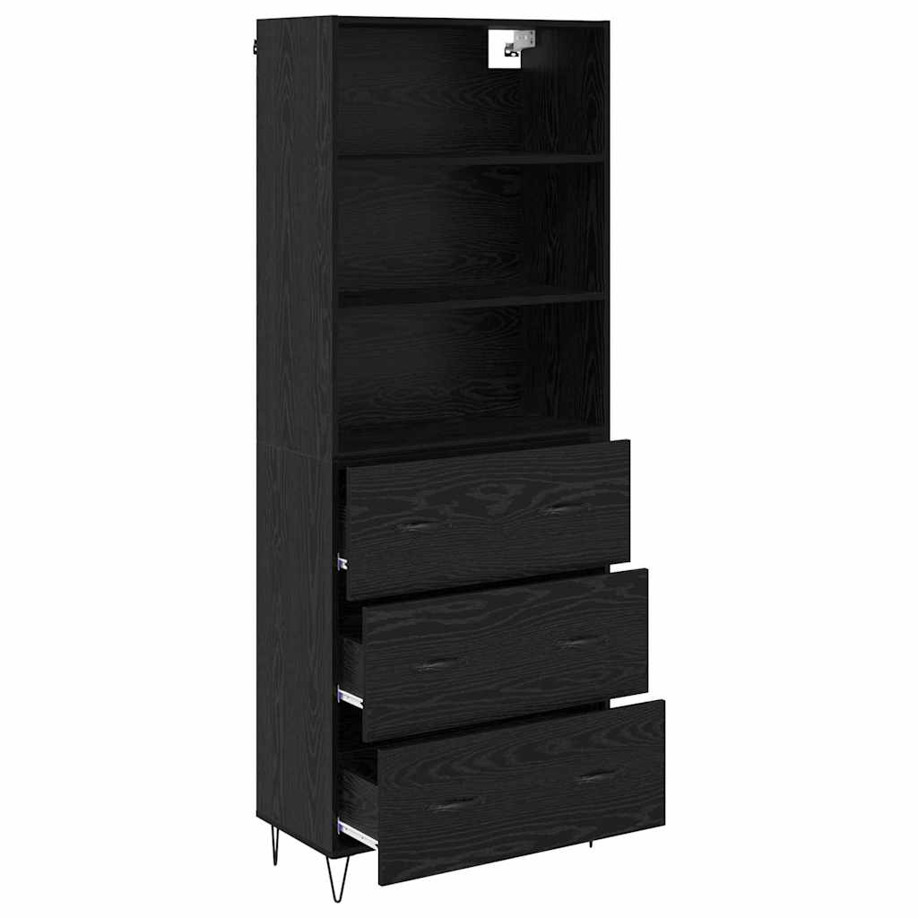 vidaXL Highboard με συρτάρι 2 pcs Μαύρη Οξυά Επεξεργασμένο ξύλο