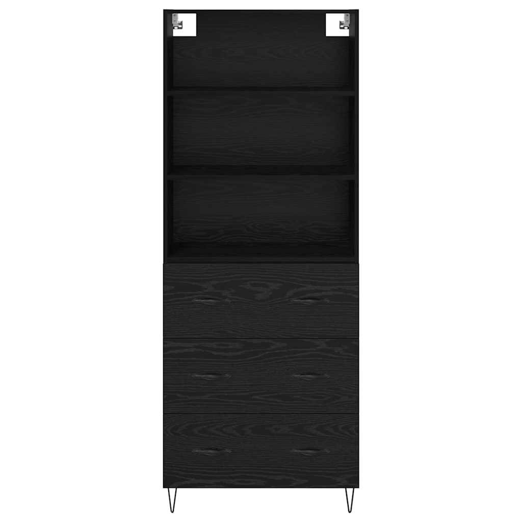 vidaXL Highboard με συρτάρι 2 pcs Μαύρη Οξυά Επεξεργασμένο ξύλο