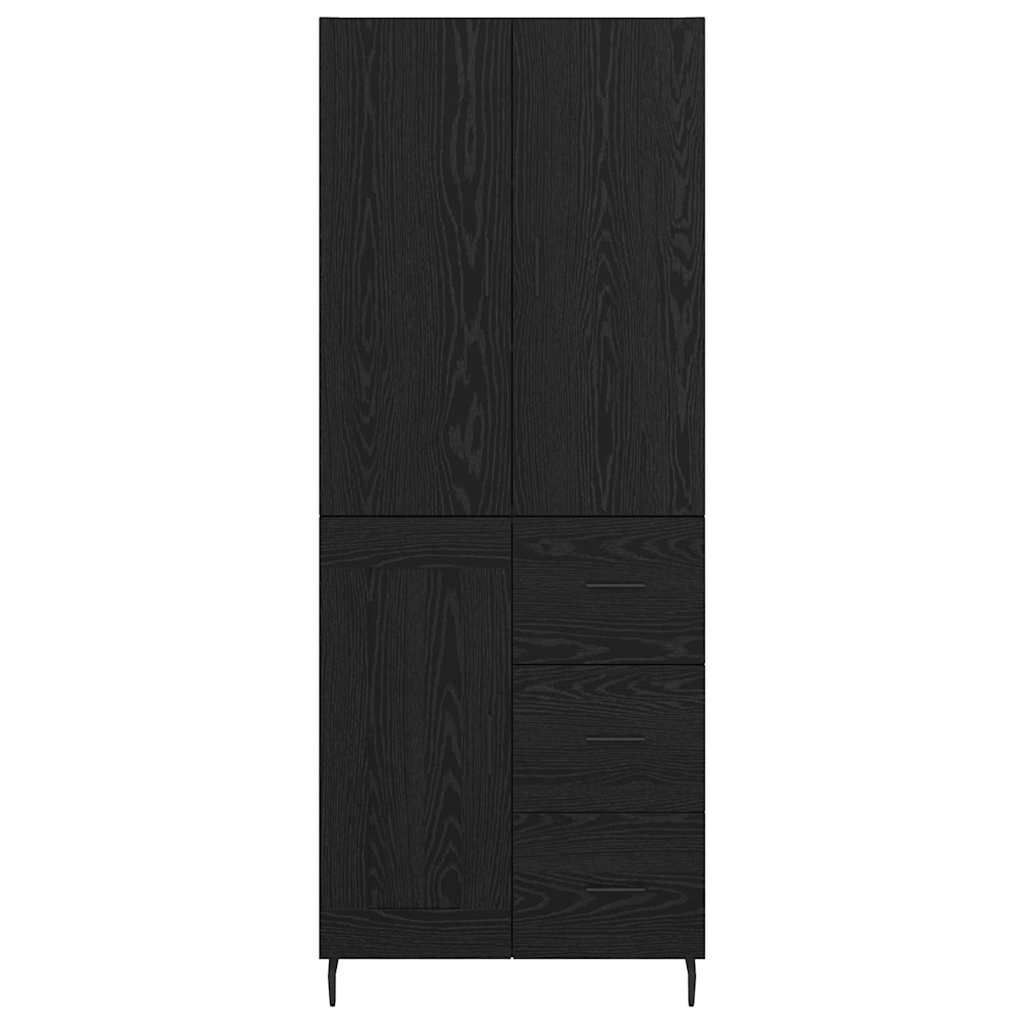 vidaXL Highboard με συρτάρι 2 pcs Μαύρη δρυς Σύνθετο Ξύλο και Γυαλί