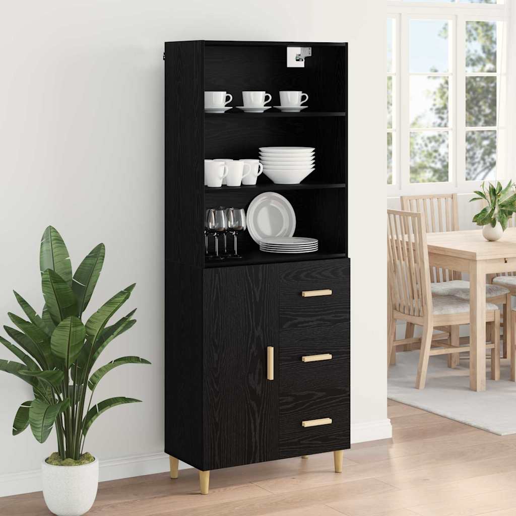 vidaXL Highboard Μαύρη Οξυά 69,5 x 34 x 180 εκ. Επεξεργασμένο ξύλο