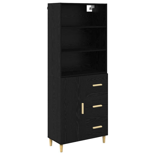 vidaXL Highboard Μαύρη Οξυά 69,5 x 34 x 180 εκ. Επεξεργασμένο ξύλο