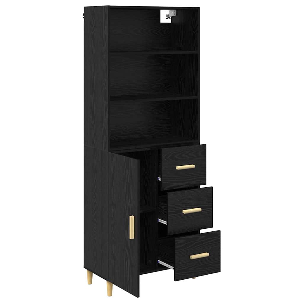 vidaXL Highboard Μαύρη Οξυά 69,5 x 34 x 180 εκ. Επεξεργασμένο ξύλο
