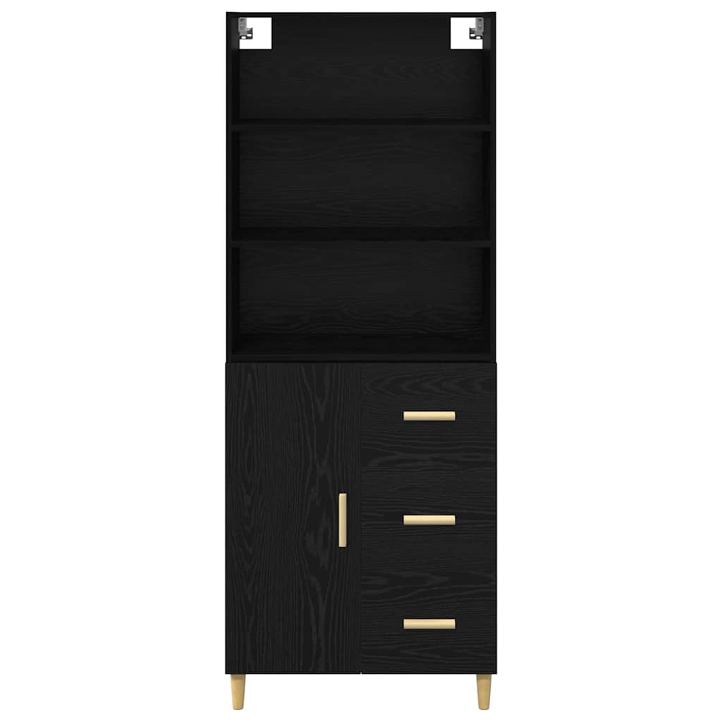 vidaXL Highboard Μαύρη Οξυά 69,5 x 34 x 180 εκ. Επεξεργασμένο ξύλο