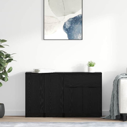 vidaXL Πλαϊνό γραφείο με συρτάρι 3 pcs Μαύρη δρυς Επεξεργασμένο ξύλο