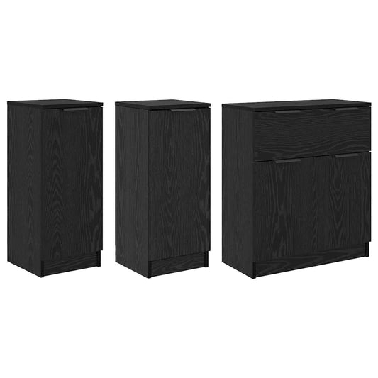 vidaXL Πλαϊνό γραφείο με συρτάρι 3 pcs Μαύρη δρυς Επεξεργασμένο ξύλο