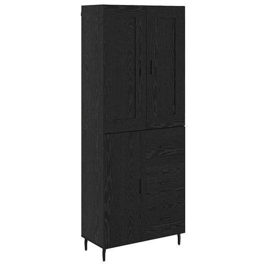 vidaXL Highboard με συρτάρι 2 pcs Μαύρη Οξυά Σύνθετο Ξύλο και Γυαλί