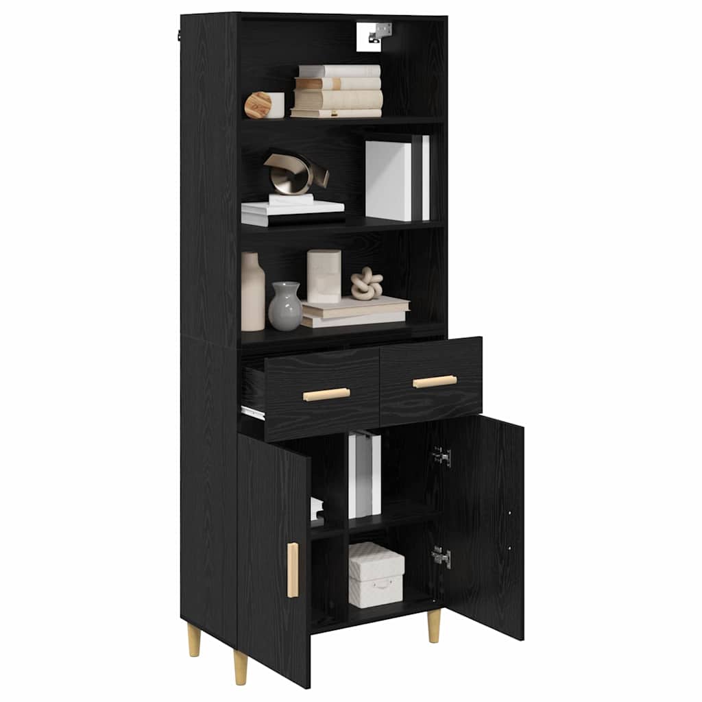 vidaXL Highboard Μαύρη Οξυά 69,5 x 34 x 180 εκ. Επεξεργασμένο ξύλο