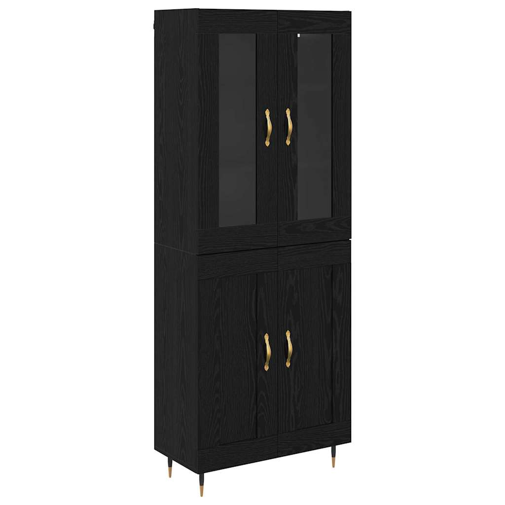 vidaXL Highboard Επιτοίχιο 2 pcs Μαύρη Οξυά 69,5 x 34 x 180 εκ.