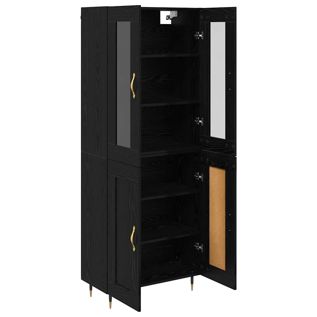 vidaXL Highboard Επιτοίχιο 2 pcs Μαύρη Οξυά 69,5 x 34 x 180 εκ.