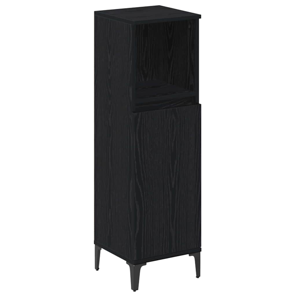 vidaXL Σετ Επίπλων Μπάνιου με ράφι 3 pcs Μαύρη δρυς Επεξεργασμένο ξύλο