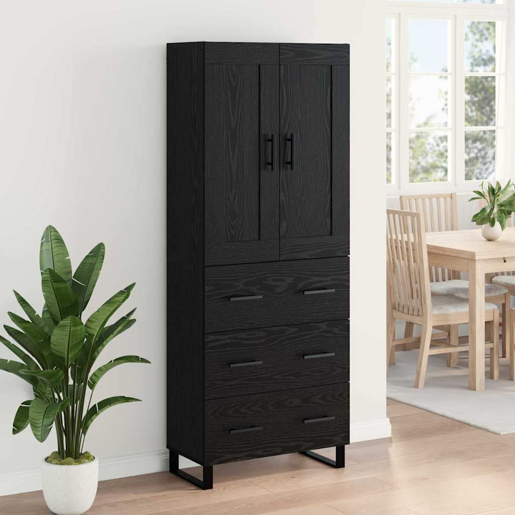 vidaXL Highboard Μαύρη Οξυά 69,5 x 34 x 180 εκ. Επεξεργασμένο ξύλο