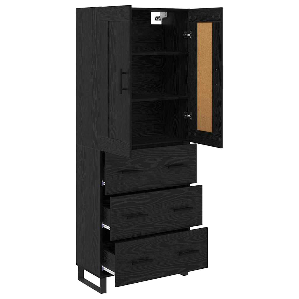 vidaXL Highboard Μαύρη Οξυά 69,5 x 34 x 180 εκ. Επεξεργασμένο ξύλο