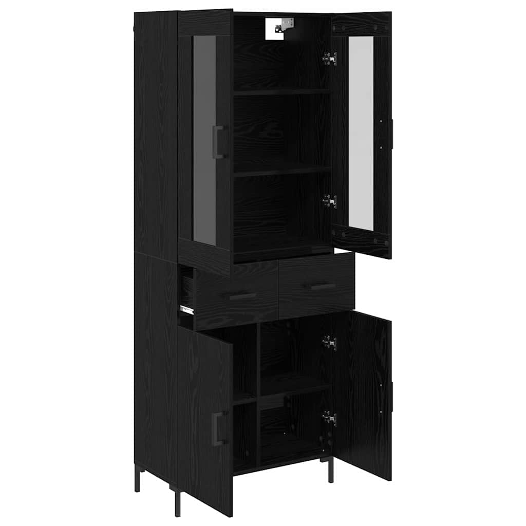 vidaXL Highboard Επιτοίχιο 2 pcs Μαύρη Οξυά 69,5 x 34 x 180 εκ.