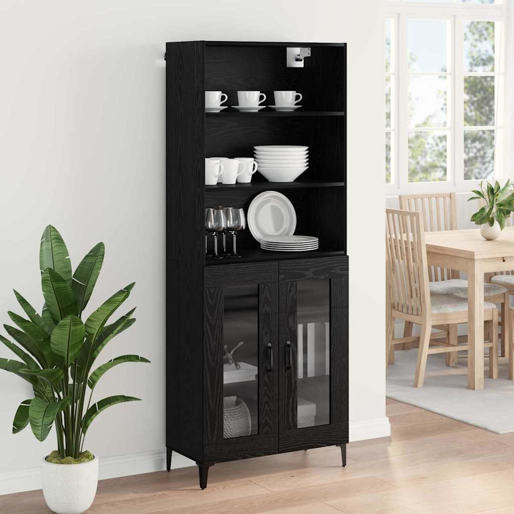 vidaXL Highboard Μαύρη Οξυά 69,5 x 34 x 180 εκ. Επεξεργασμένο ξύλο