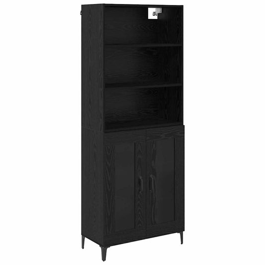 vidaXL Highboard Μαύρη Οξυά 69,5 x 34 x 180 εκ. Επεξεργασμένο ξύλο