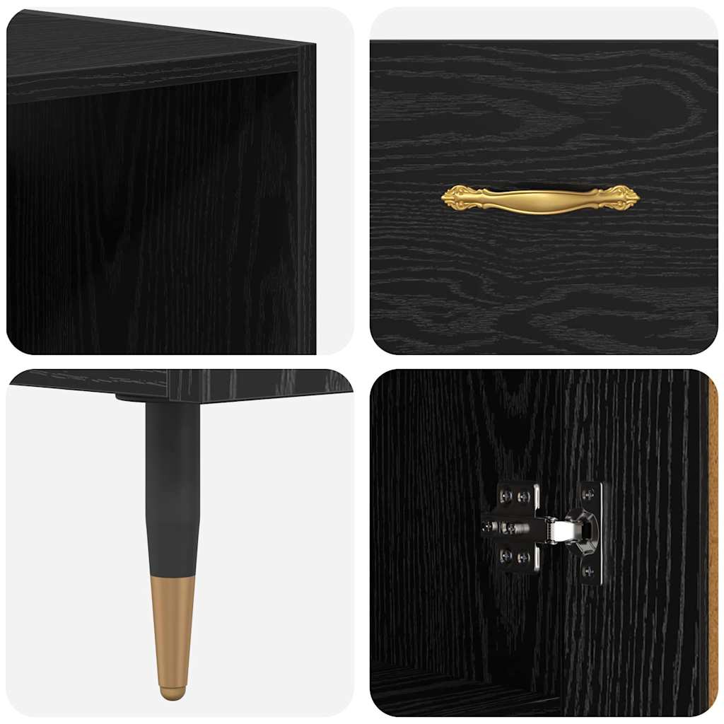 vidaXL Highboard Μαύρη δρυς 69,5 x 34 x 180 εκ. Επεξεργασμένο ξύλο