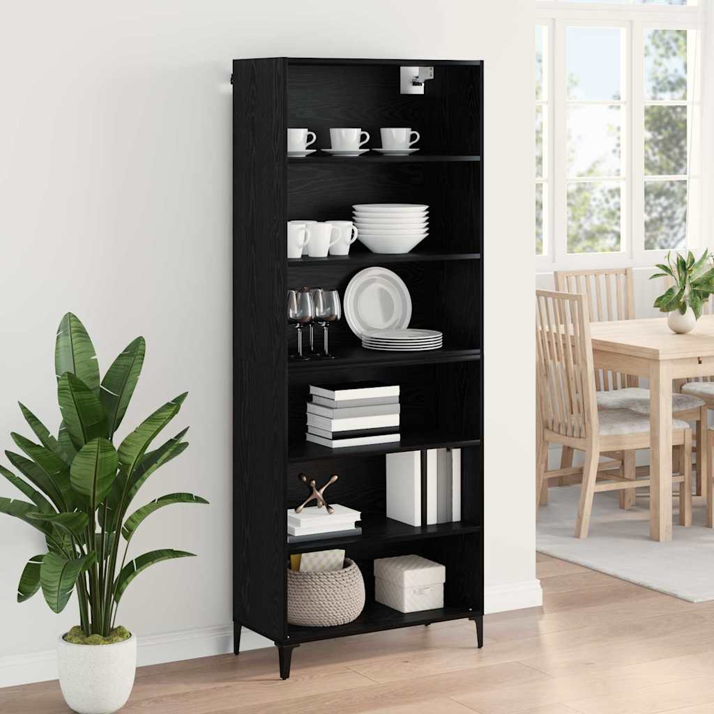 vidaXL Highboard Μαύρη Οξυά 69,5 x 34 x 180 εκ. Επεξεργασμένο ξύλο