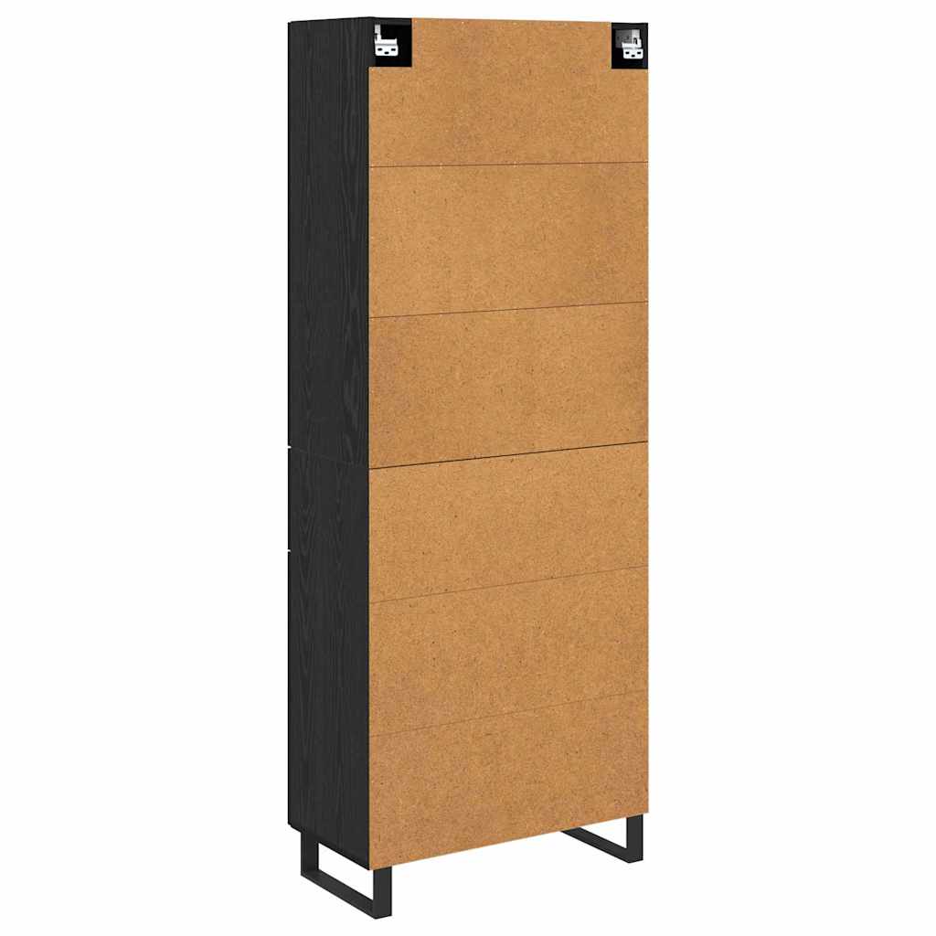 vidaXL Highboard με συρτάρι 2 pcs Μαύρη Οξυά Σύνθετο Ξύλο και Γυαλί