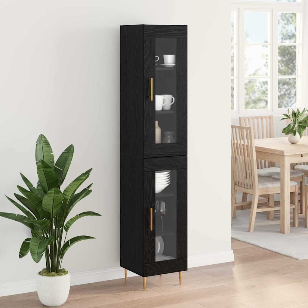vidaXL Highboard 2 pcs Μαύρη Οξυά Γυαλί