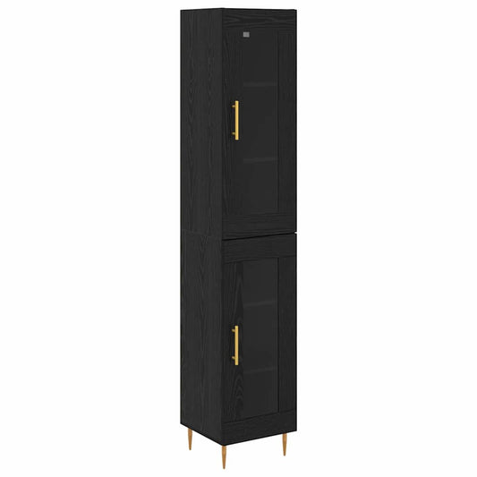 vidaXL Highboard 2 pcs Μαύρη Οξυά Γυαλί