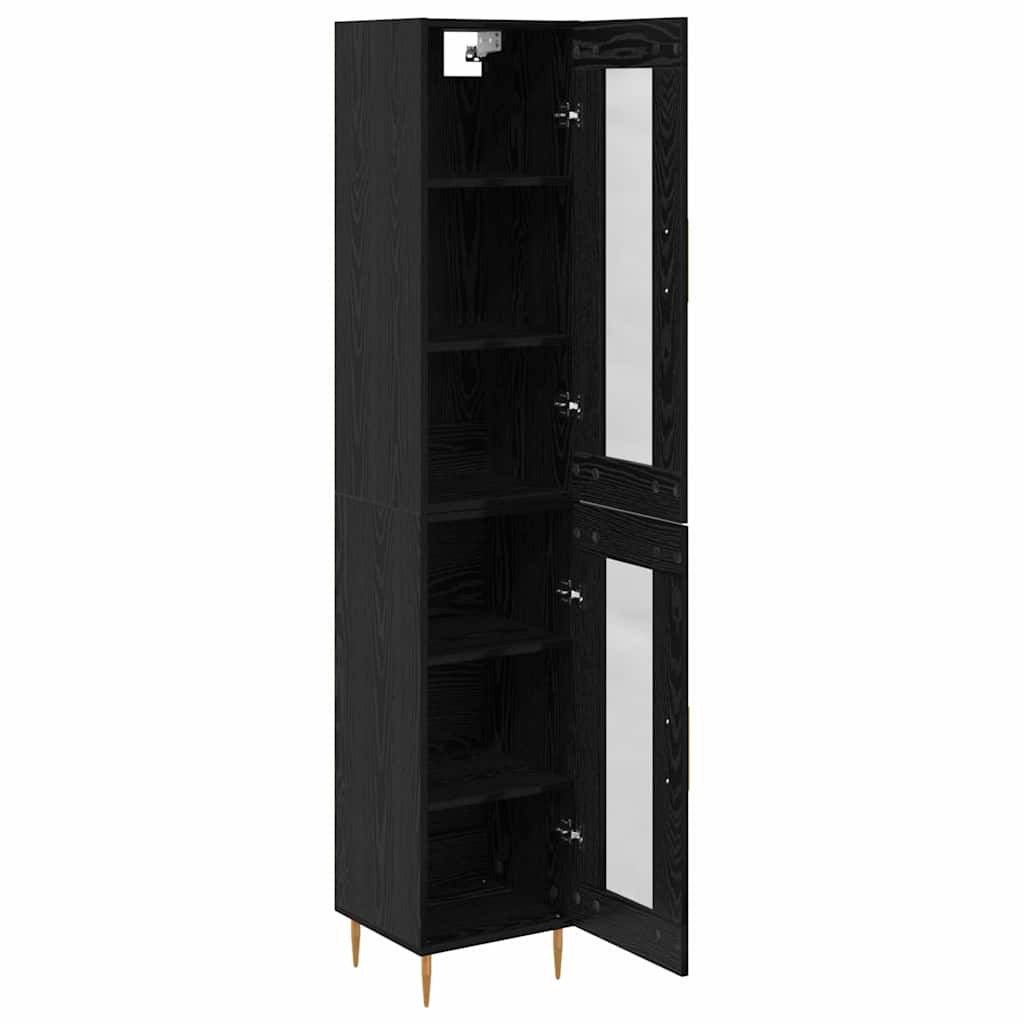 vidaXL Highboard 2 pcs Μαύρη Οξυά Γυαλί