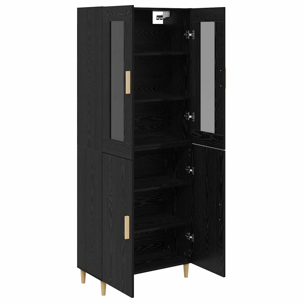 vidaXL Highboard Μαύρη Οξυά 69,5 x 34 x 180 εκ. Σύνθετο Ξύλο και Γυαλί