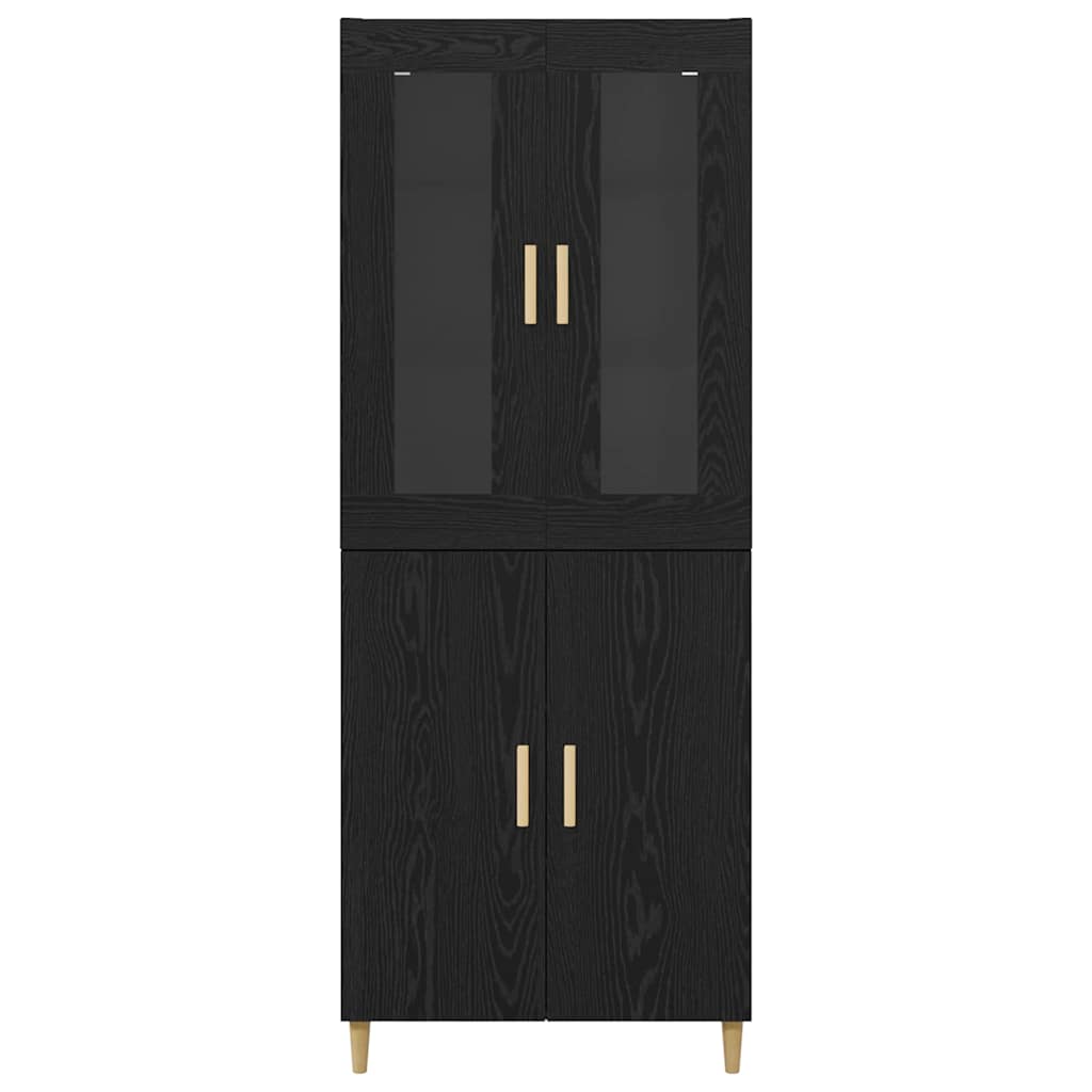 vidaXL Highboard Μαύρη Οξυά 69,5 x 34 x 180 εκ. Σύνθετο Ξύλο και Γυαλί